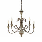 Evareth Vintage Industrial Hand-carved Wood Chandelier