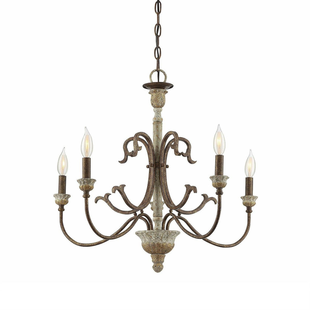 Evareth Vintage Industrial Hand-carved Wood Chandelier