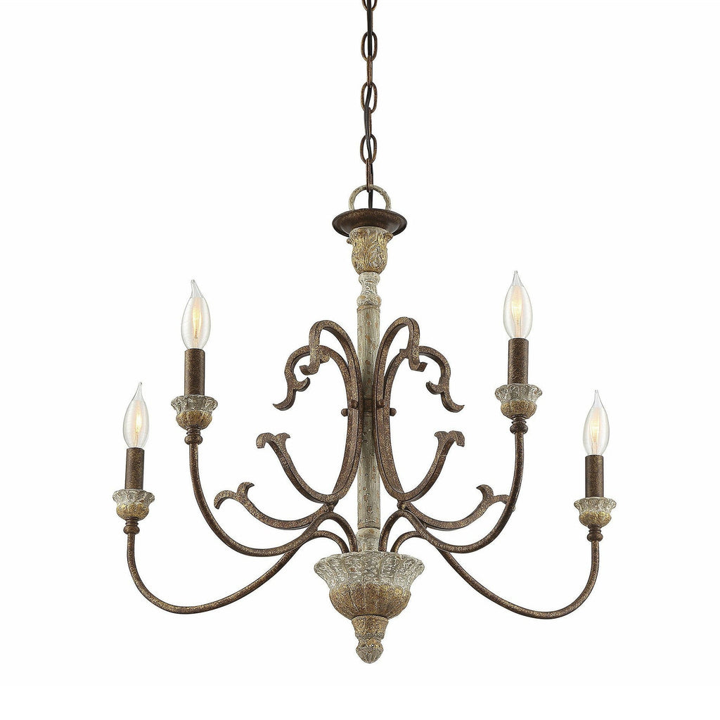 Evareth Vintage Industrial Hand-carved Wood Chandelier