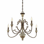 Evareth Vintage Industrial Hand-carved Wood Chandelier
