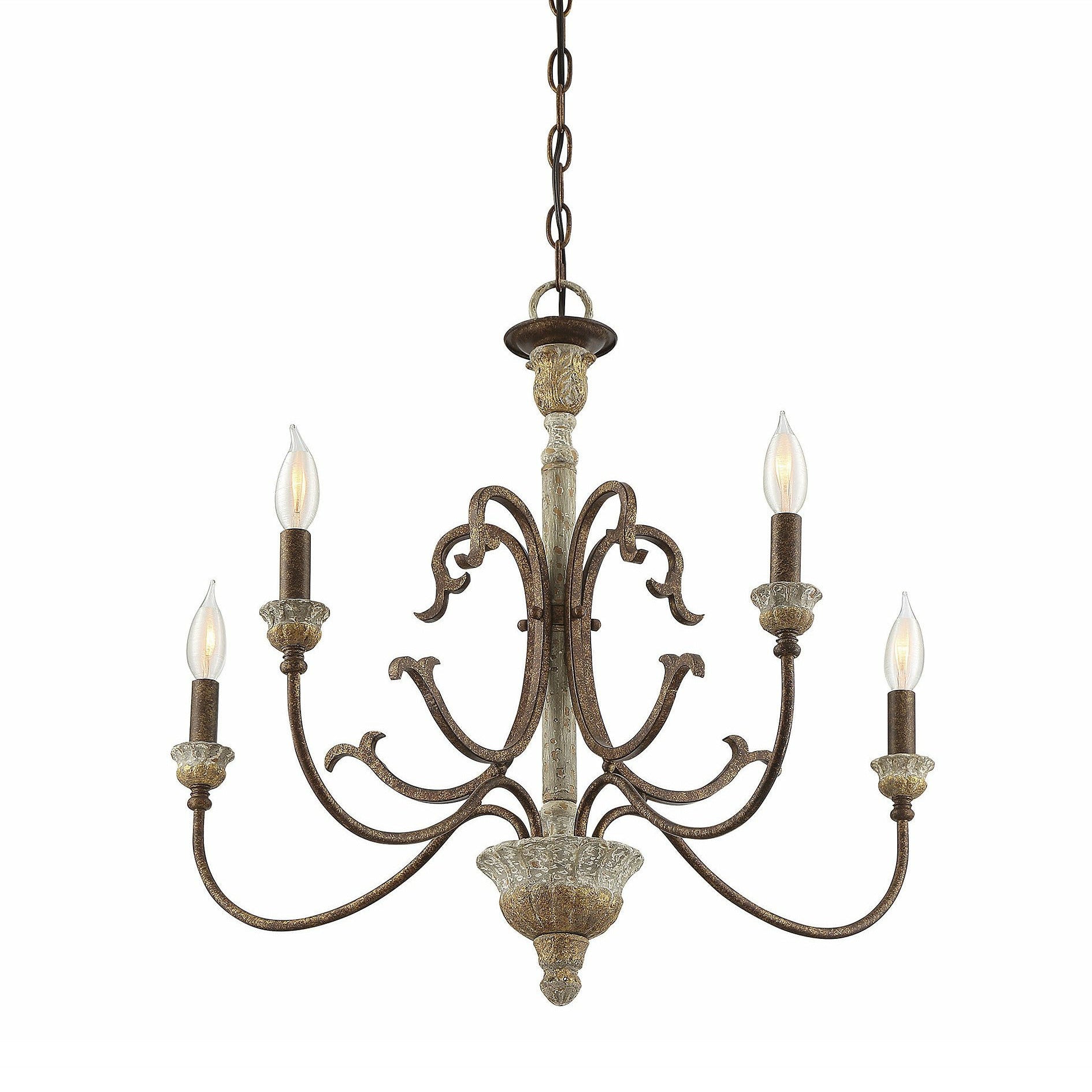Evareth Vintage Industrial Hand-carved Wood Chandelier