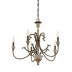 Evareth Vintage Industrial Hand-carved Wood Chandelier