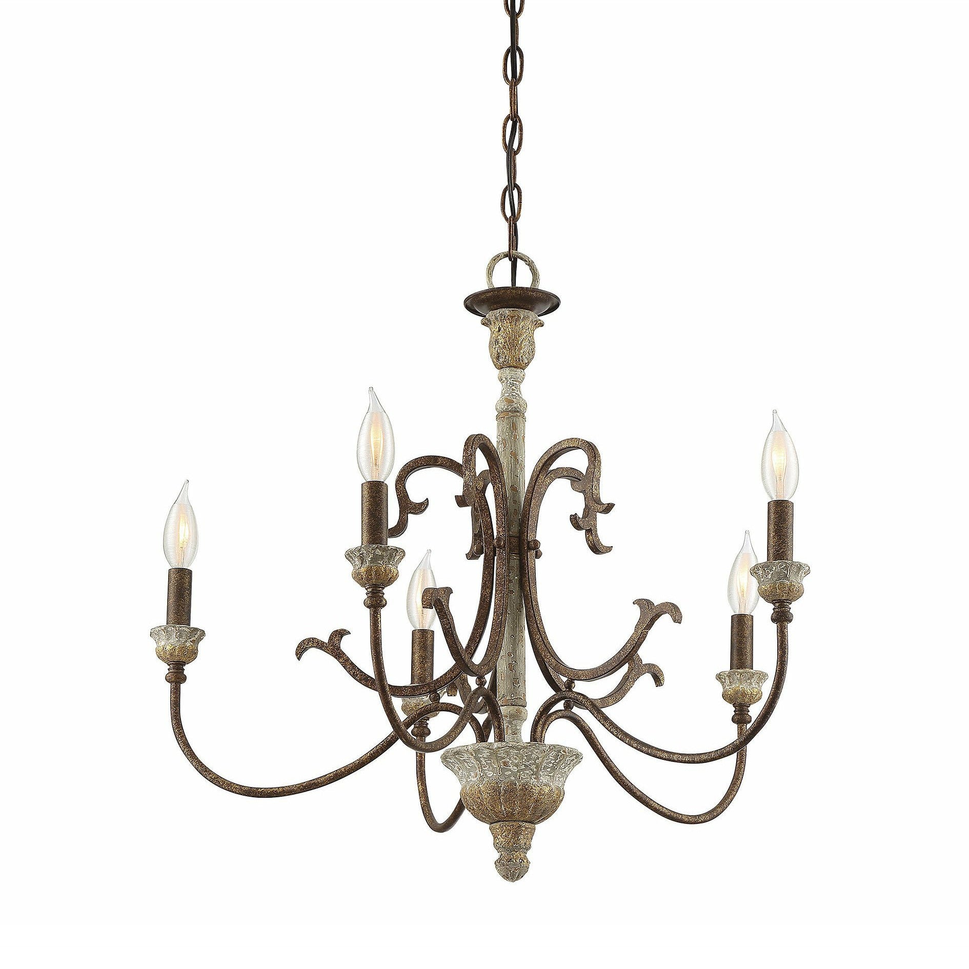 Evareth Vintage Industrial Hand-carved Wood Chandelier