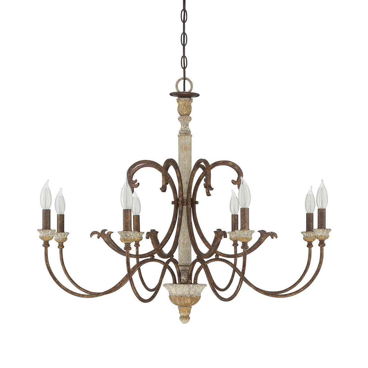 Evareth Vintage Industrial Hand-carved Wood Chandelier