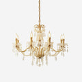 Chandelier Brass Body Crystal Pearl Drops Vintage Elegance
