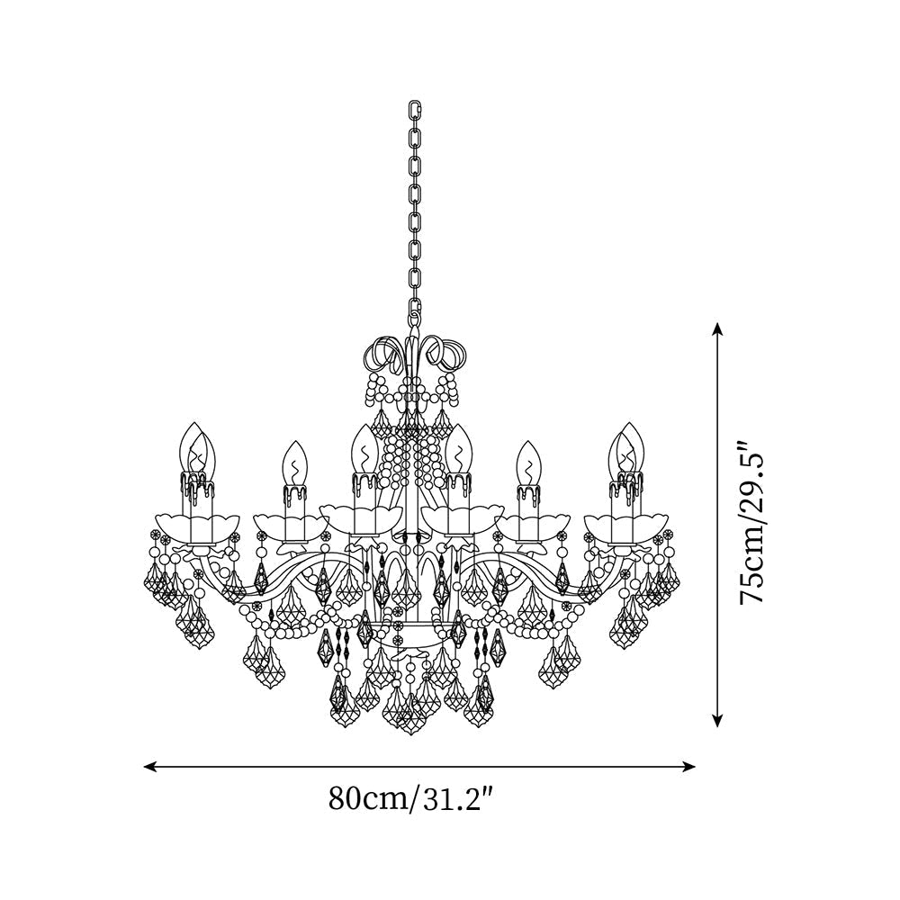 Chandelier Brass Body Crystal Pearl Drops Vintage Elegance