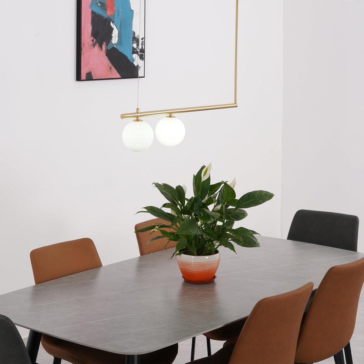 Solara Pendant Lamp Brass Linear Satellite Minimalist