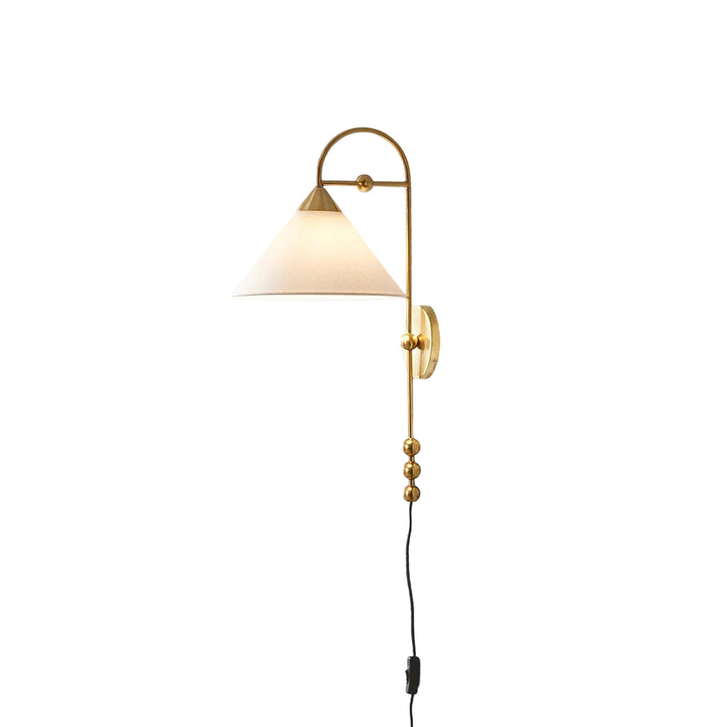 Cisorir Elegance Vintage Plug-In Brass Fabric Sconce Wall Lamp