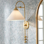 Cisorir Elegance Vintage Plug-In Brass Fabric Sconce Wall Lamp