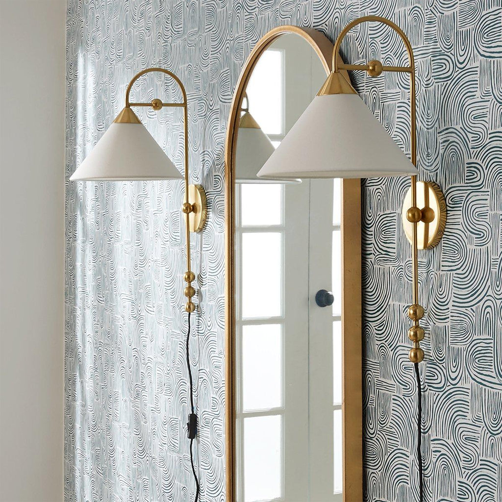 Cisorir Elegance Vintage Plug-In Brass Fabric Sconce Wall Lamp
