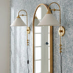 Cisorir Elegance Vintage Plug-In Brass Fabric Sconce Wall Lamp