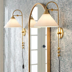 Cisorir Elegance Vintage Plug-In Brass Fabric Sconce Wall Lamp