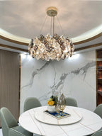 Lustra Chandelier Scale Crystal Round with Gold LED