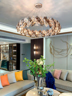 Lustra Chandelier Scale Crystal Round with Gold LED