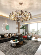 Lustra Chandelier Scale Crystal Round with Gold LED