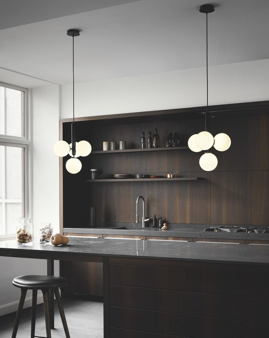 Azorila Modern Minimalist Swag Brass Glass Pendant Light
