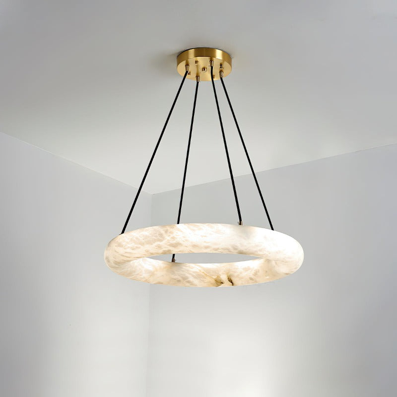 Alvynora Modern Minimalist Brass Alabaster Chandelier