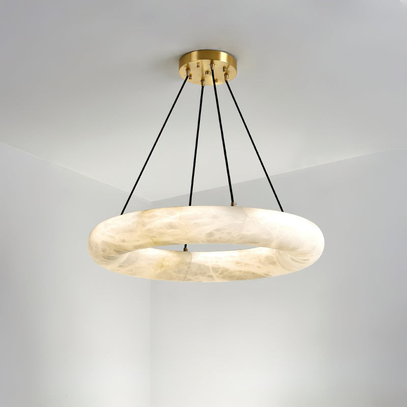 Alvynora Modern Minimalist Brass Alabaster Chandelier