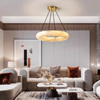 Alvynora Modern Minimalist Brass Alabaster Chandelier