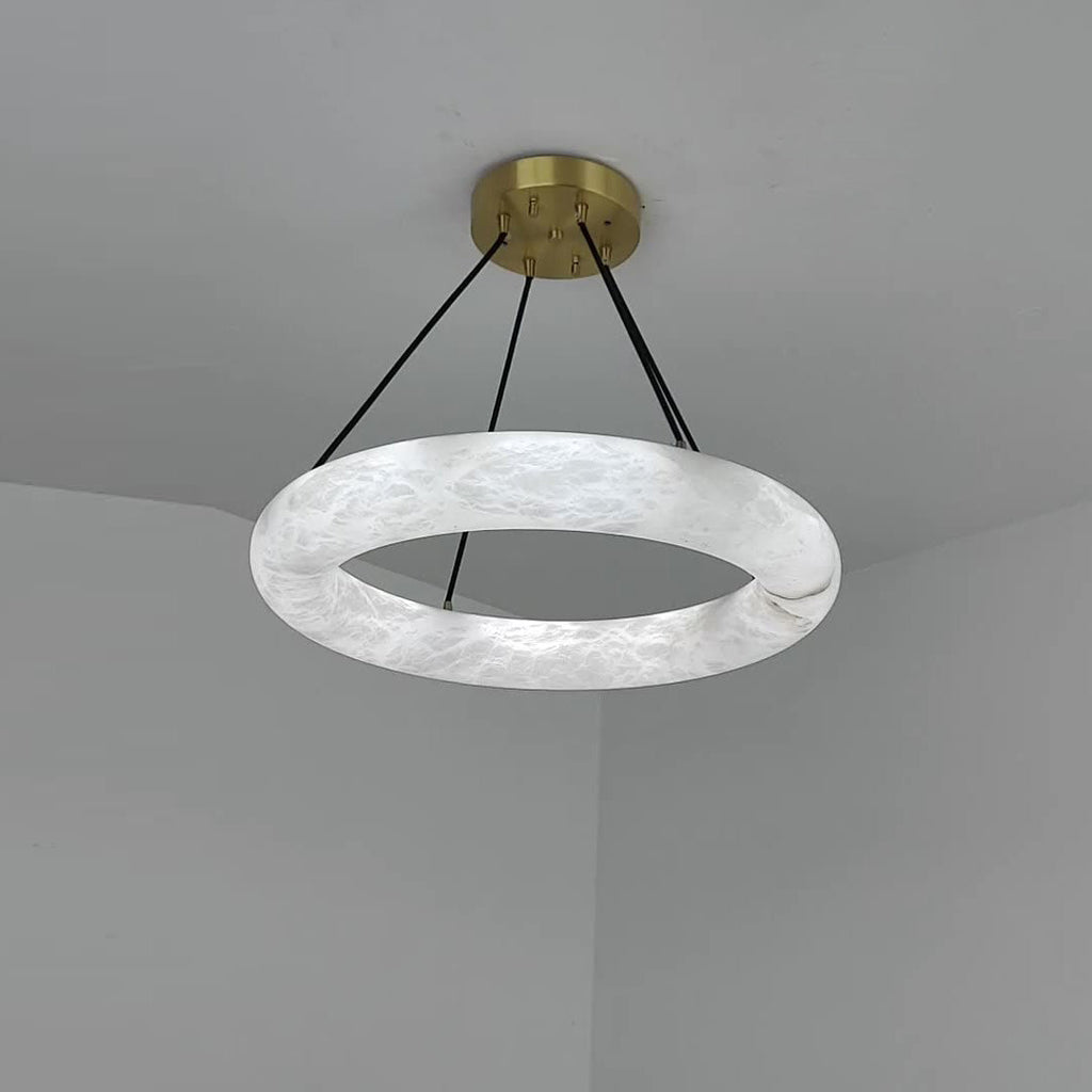 Alvynora Modern Minimalist Brass Alabaster Chandelier