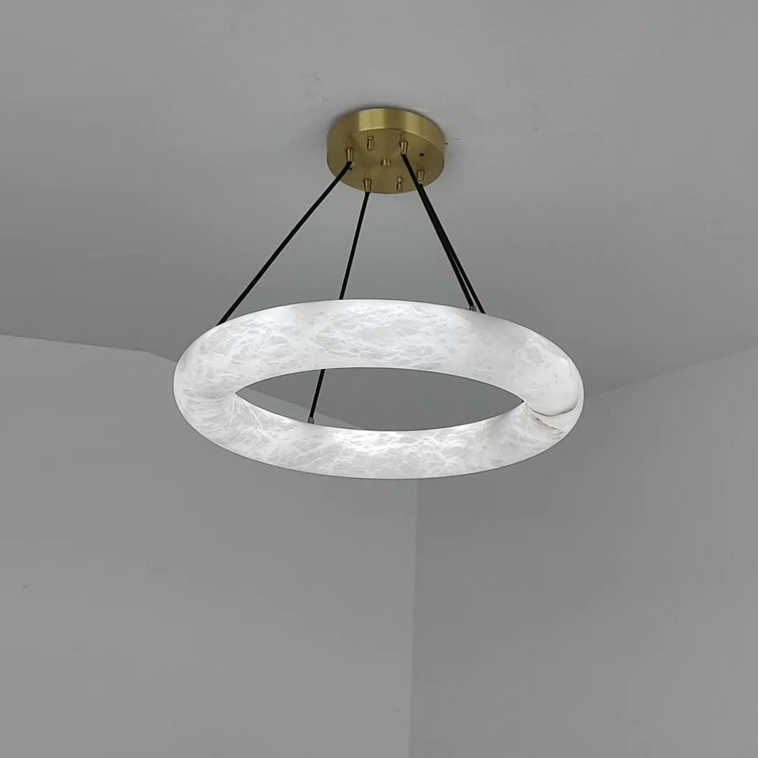 Alvynora Modern Minimalist Brass Alabaster Chandelier