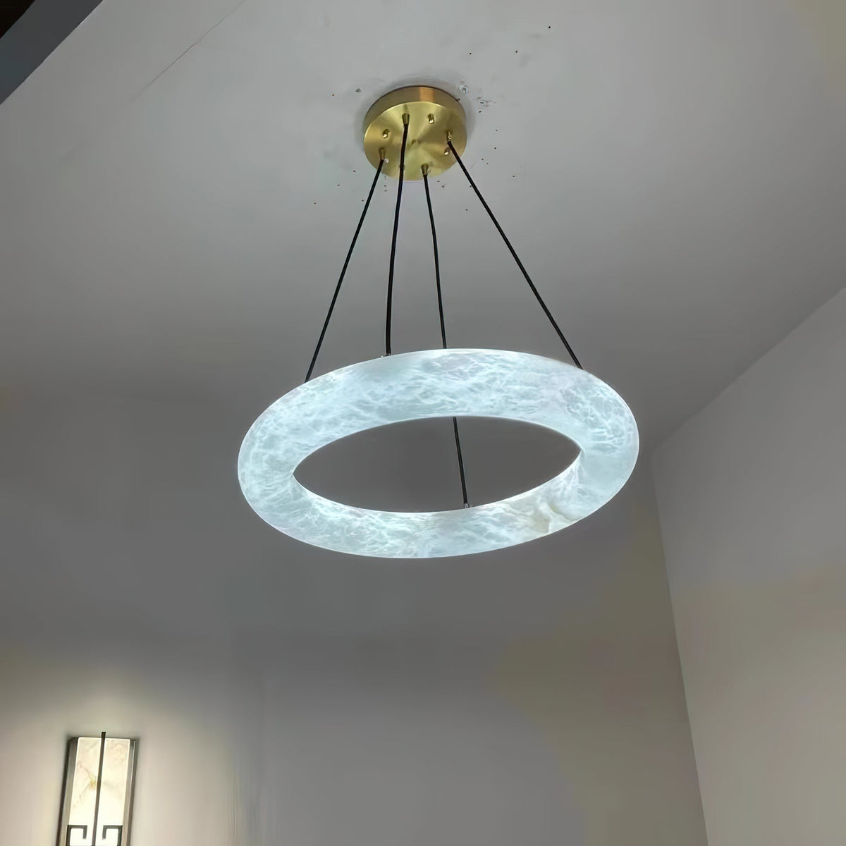 Alvynora Modern Minimalist Brass Alabaster Chandelier