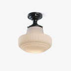 Solara Schoolhouse Flush Mount Ceiling Lamp with Ribbed Glass