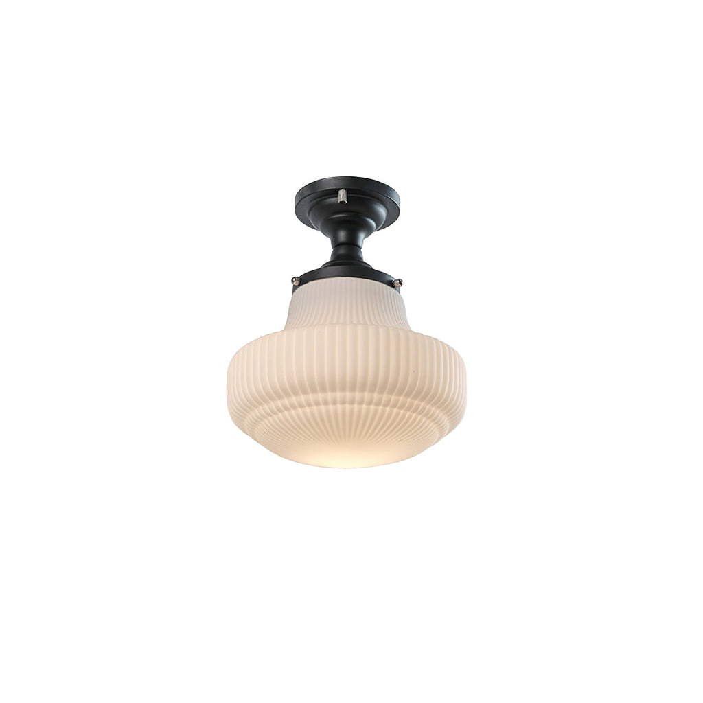 Solara Schoolhouse Flush Mount Ceiling Lamp with Ribbed Glass