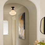 Solara Schoolhouse Flush Mount Ceiling Lamp with Ribbed Glass