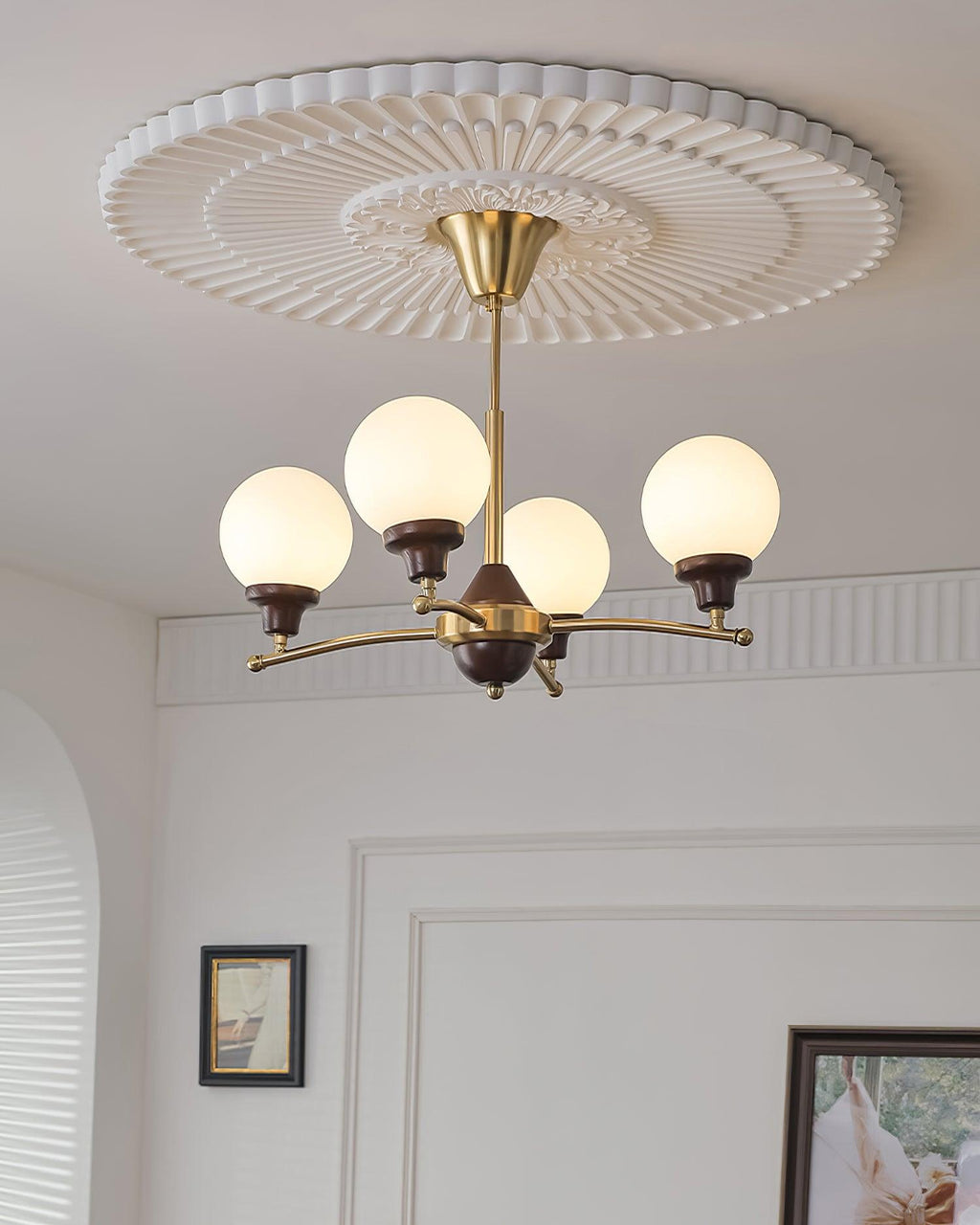 Sciolari Chandelier Vintage Wood Glass
