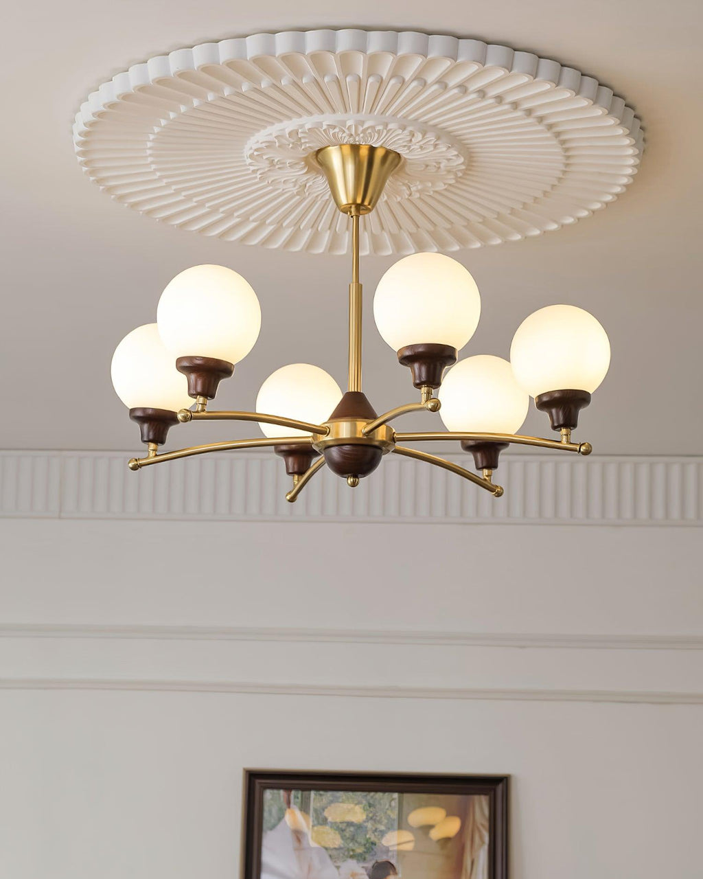 Sciolari Chandelier Vintage Wood Glass