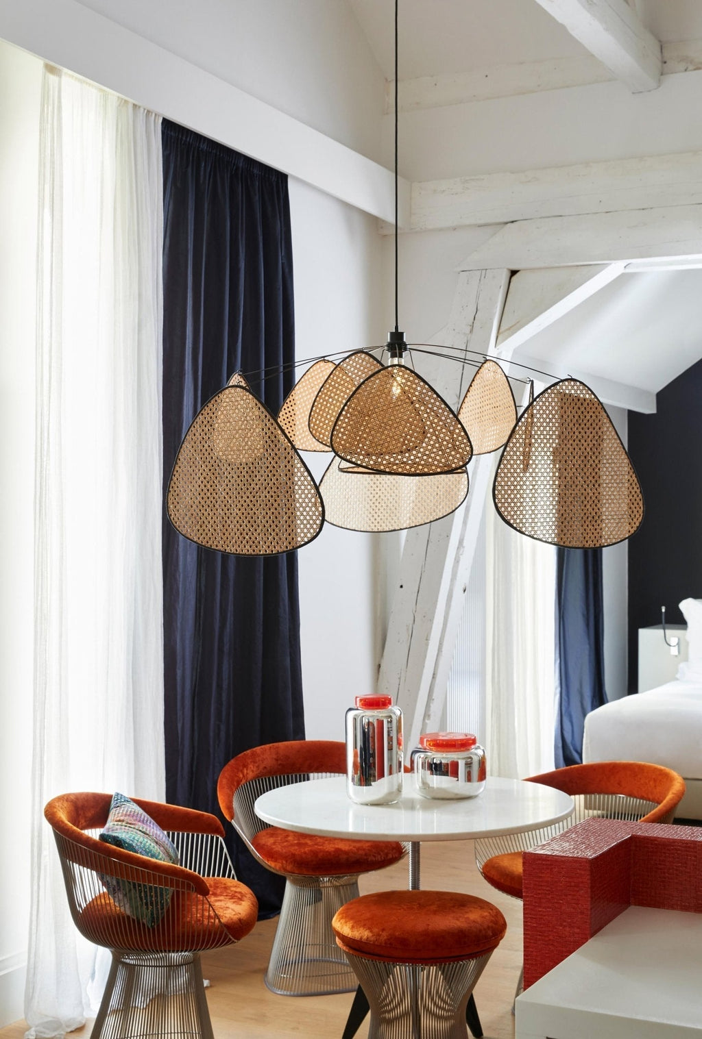 Lustra Pendant Light Rattan Swag Industrial