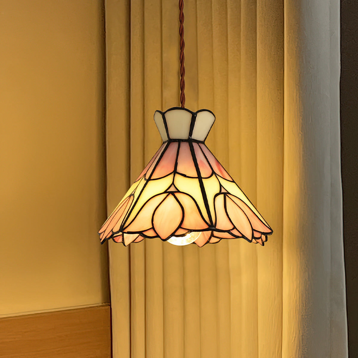 Tiffany Retro Glass Pendant Lights  Pink Cream