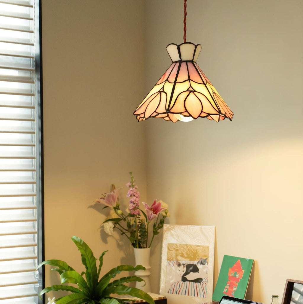 Tiffany Retro Glass Pendant Lights  Pink Cream