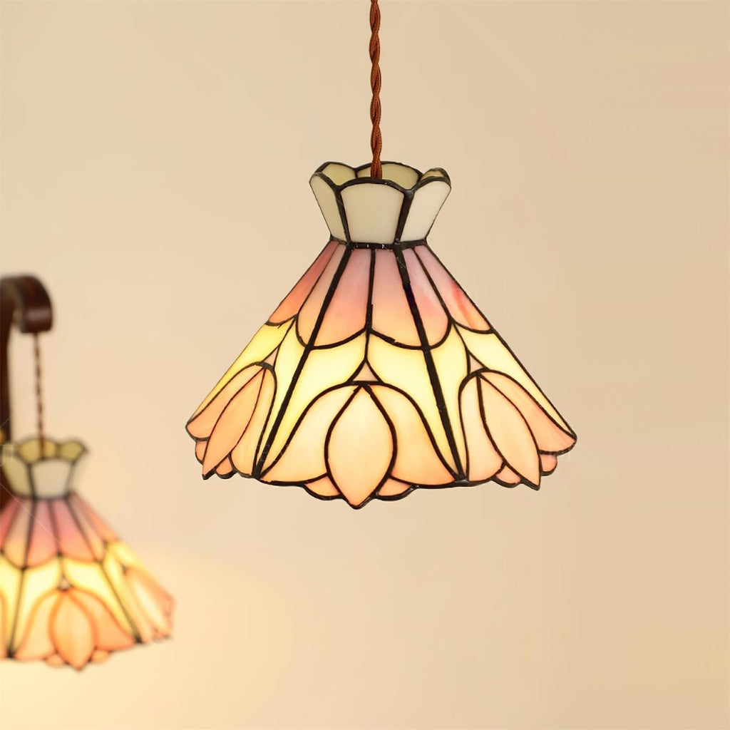 Tiffany Retro Glass Pendant Lights  Pink Cream