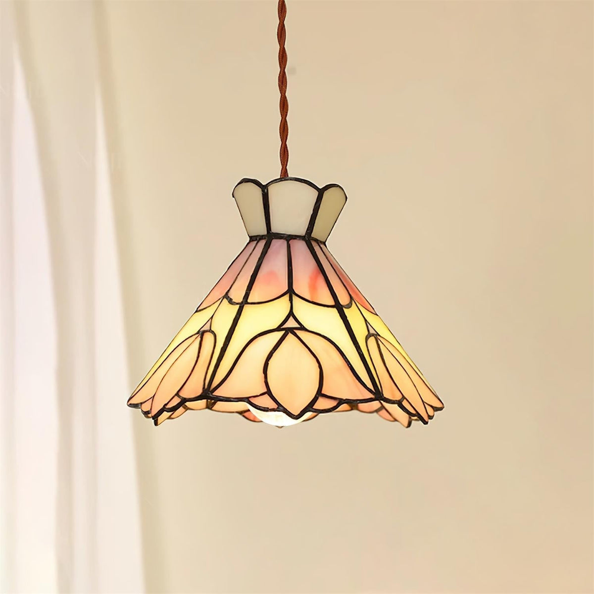 Tiffany Retro Glass Pendant Lights  Pink Cream
