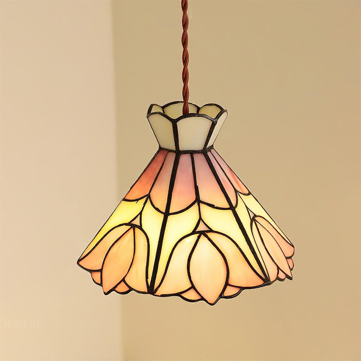 Tiffany Retro Glass Pendant Lights  Pink Cream