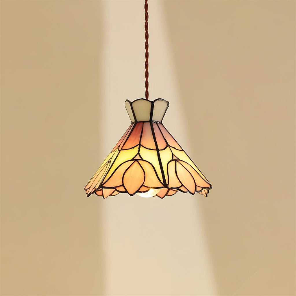 Tiffany Retro Glass Pendant Lights  Pink Cream