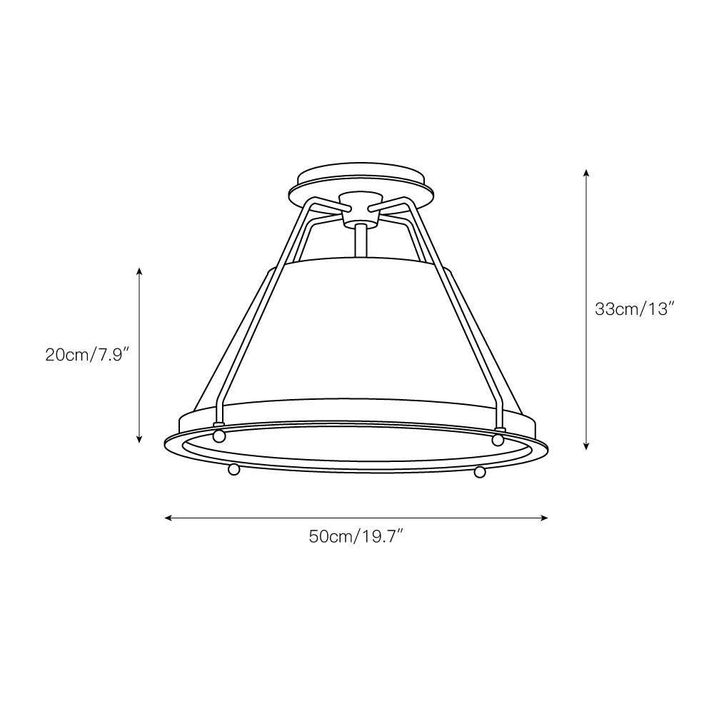 Ardennes Vintage Industrial Fabric Flush Mount Ceiling Light