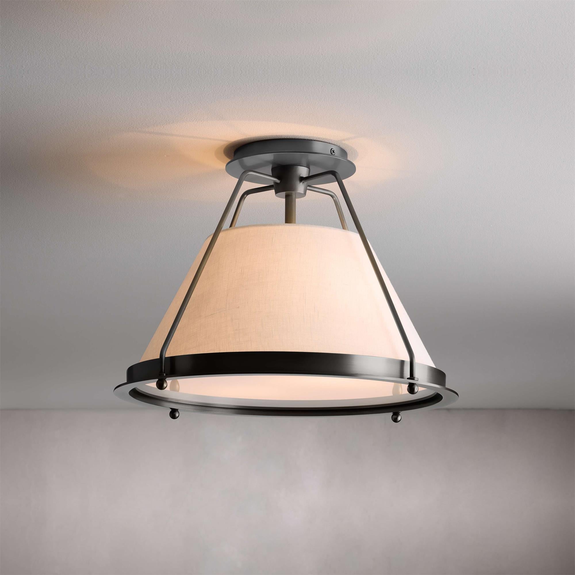 Ardennes Vintage Industrial Fabric Flush Mount Ceiling Light