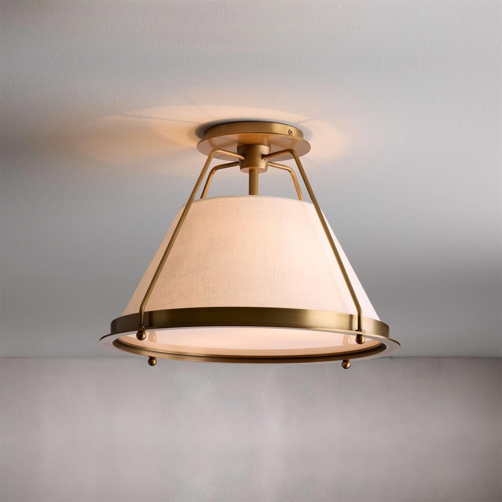 Ardennes Vintage Industrial Fabric Flush Mount Ceiling Light