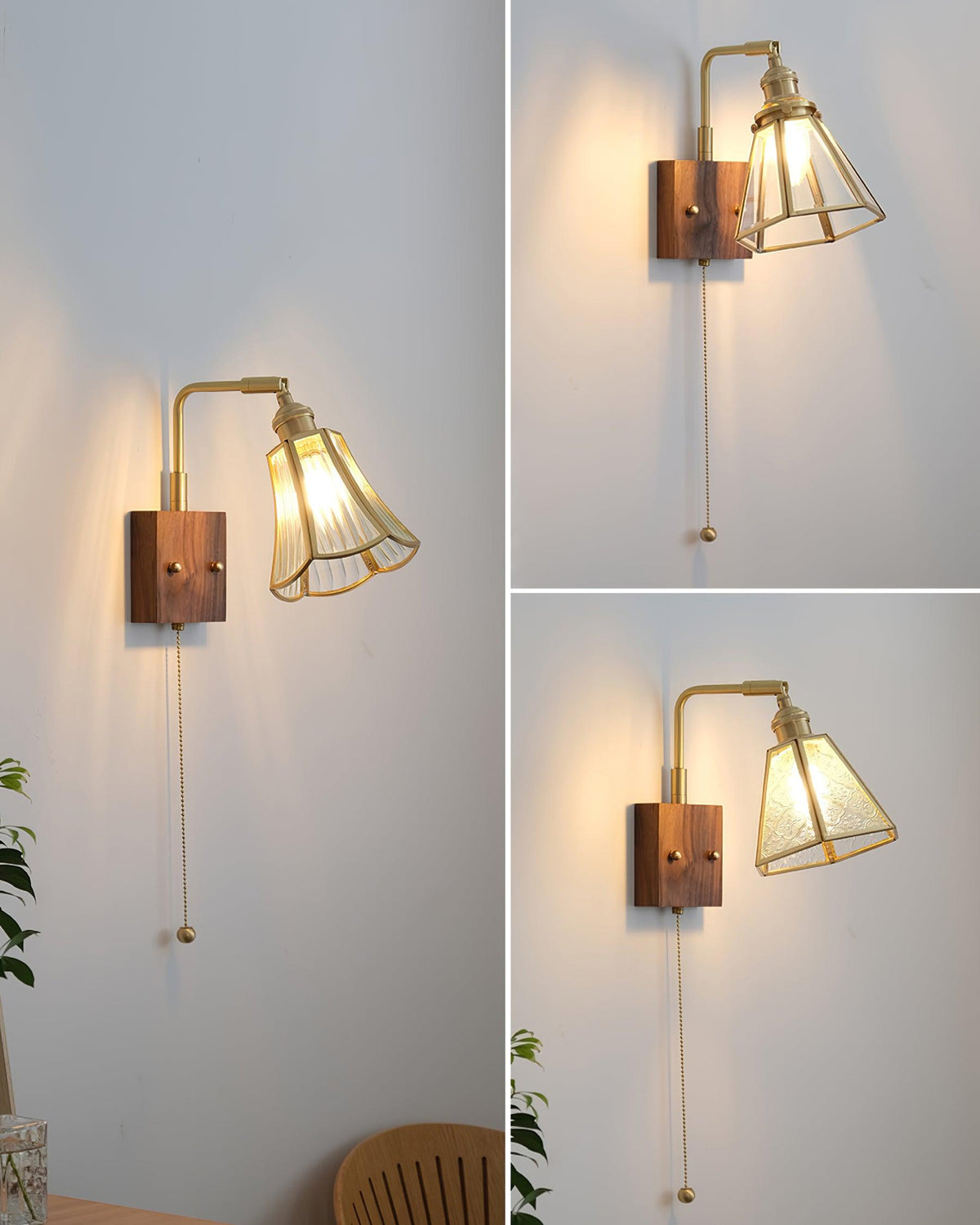 Simone Wall Lamp Floral Glass