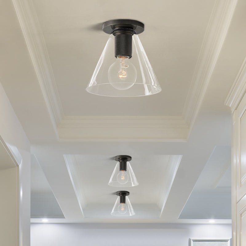 Solara Ceiling Lamp Cone Glass Brass Minimalist Industrial