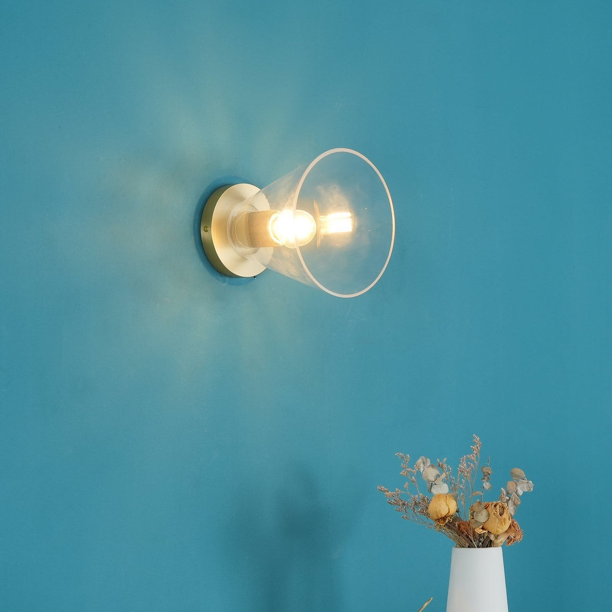 Solara Ceiling Lamp Cone Glass Brass Minimalist Industrial