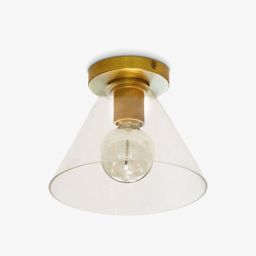 Solara Ceiling Lamp Cone Glass Brass Minimalist Industrial