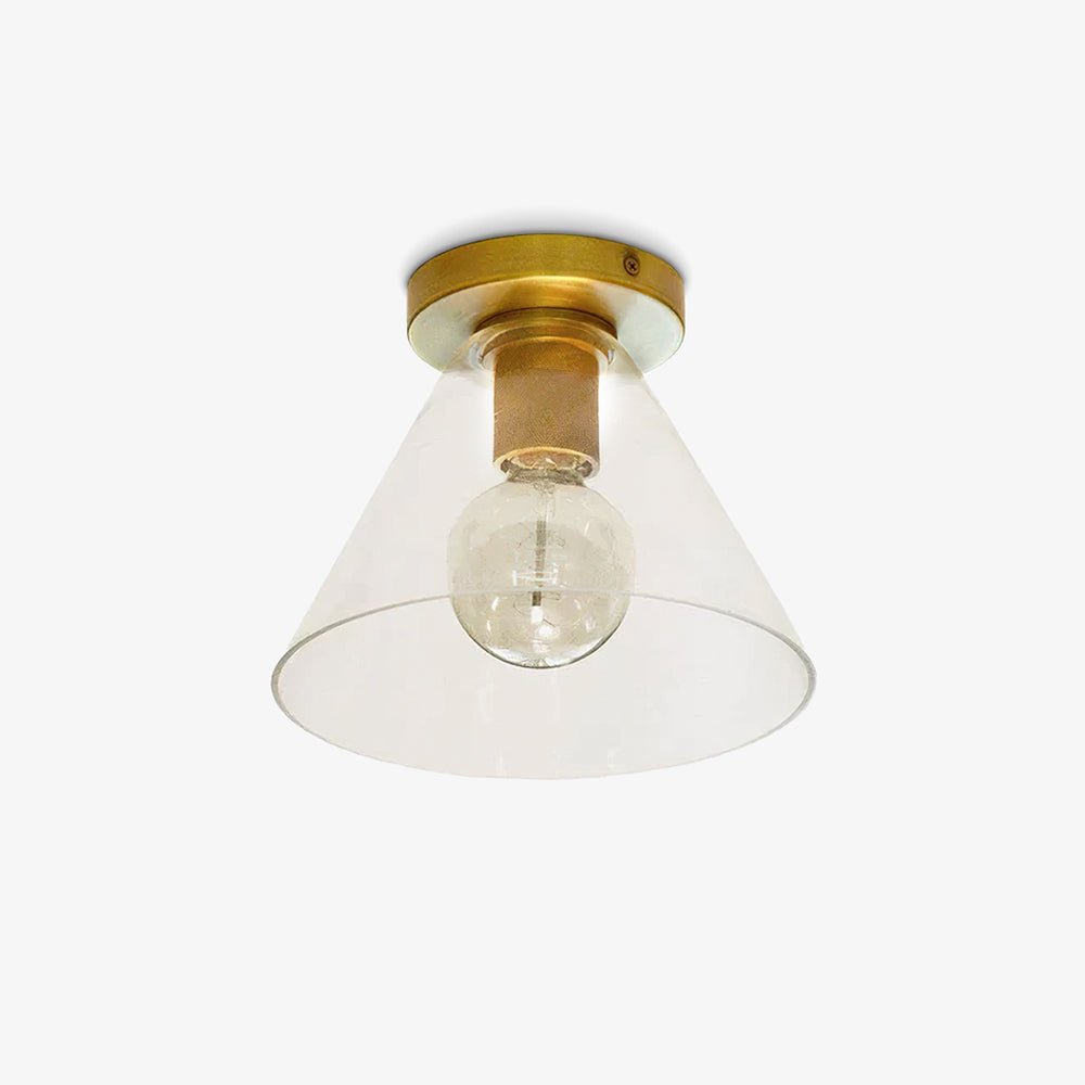 Solara Ceiling Lamp Cone Glass Brass Minimalist Industrial