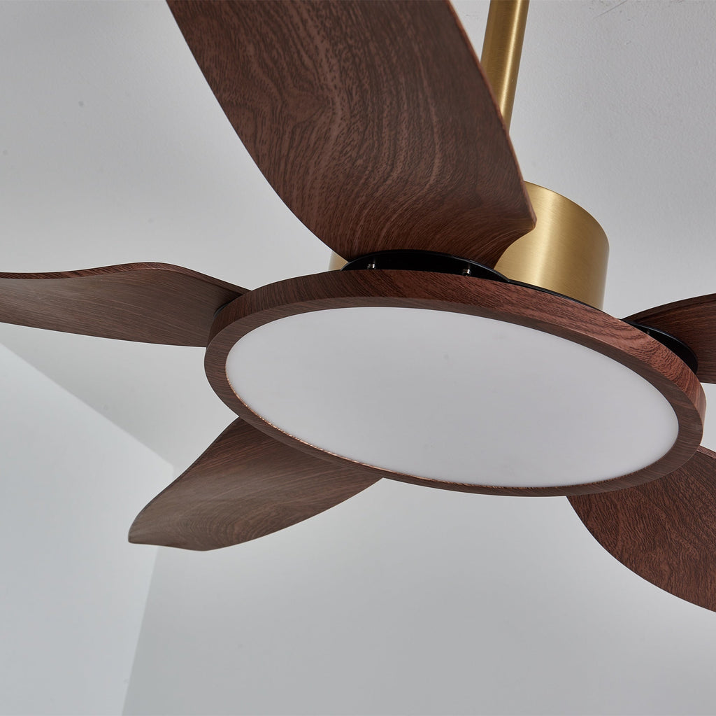 Aurelia Modern Wood Brass Ceiling Fan Light