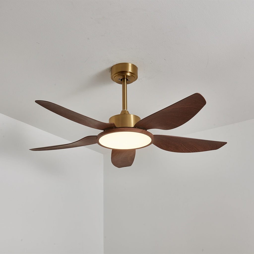 Aurelia Modern Wood Brass Ceiling Fan Light