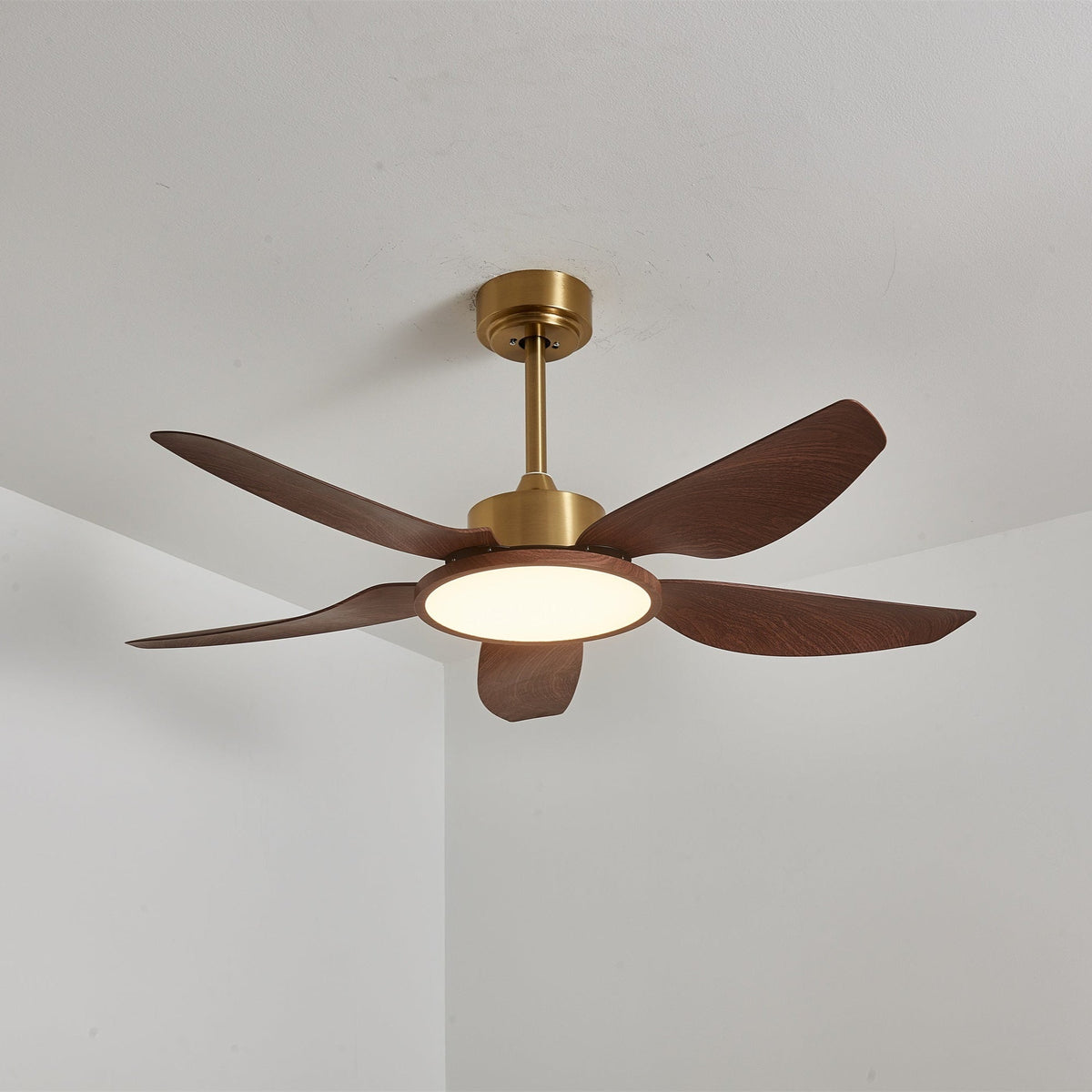 Aurelia Modern Wood Brass Ceiling Fan Light