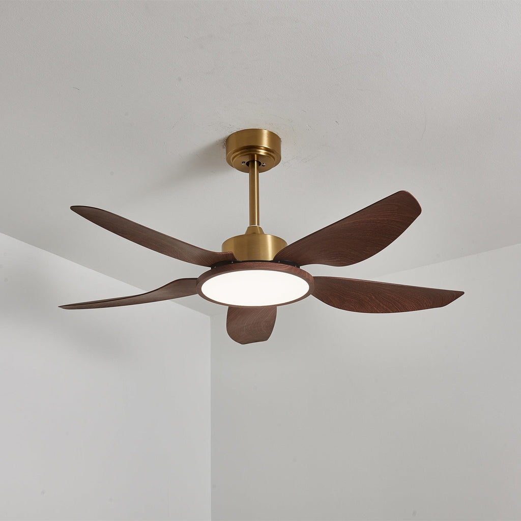 Aurelia Modern Wood Brass Ceiling Fan Light